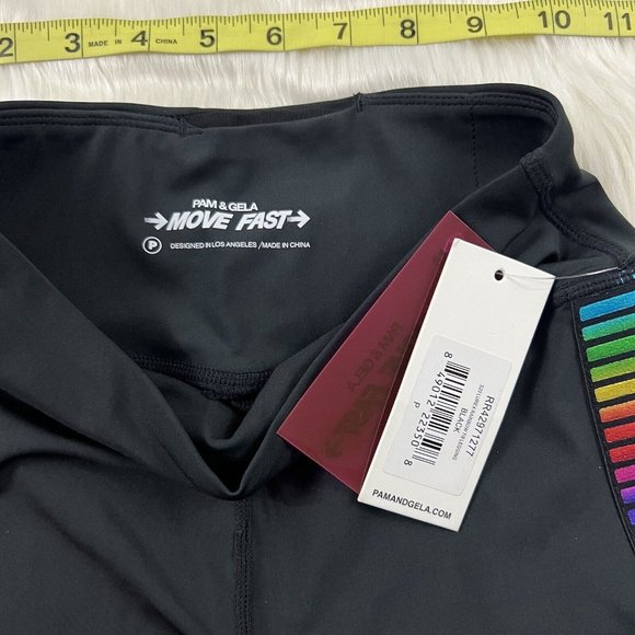 Pam & Gela Move Fast Womens Size P / XS Black S20 Lurex Rainbow 7/8‎ Leggings - Picture 6 of 9